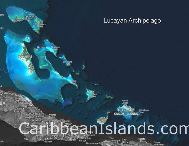 O mapa do arquipélago de Lucayan
