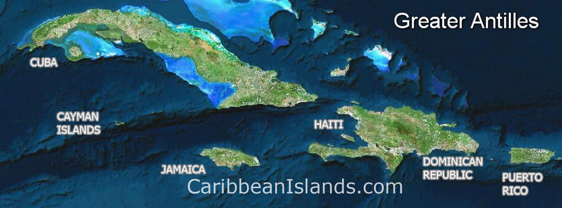 Mapa das Grandes Antilhas