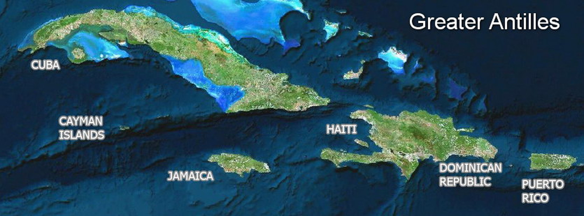 La carte des Grandes Antilles